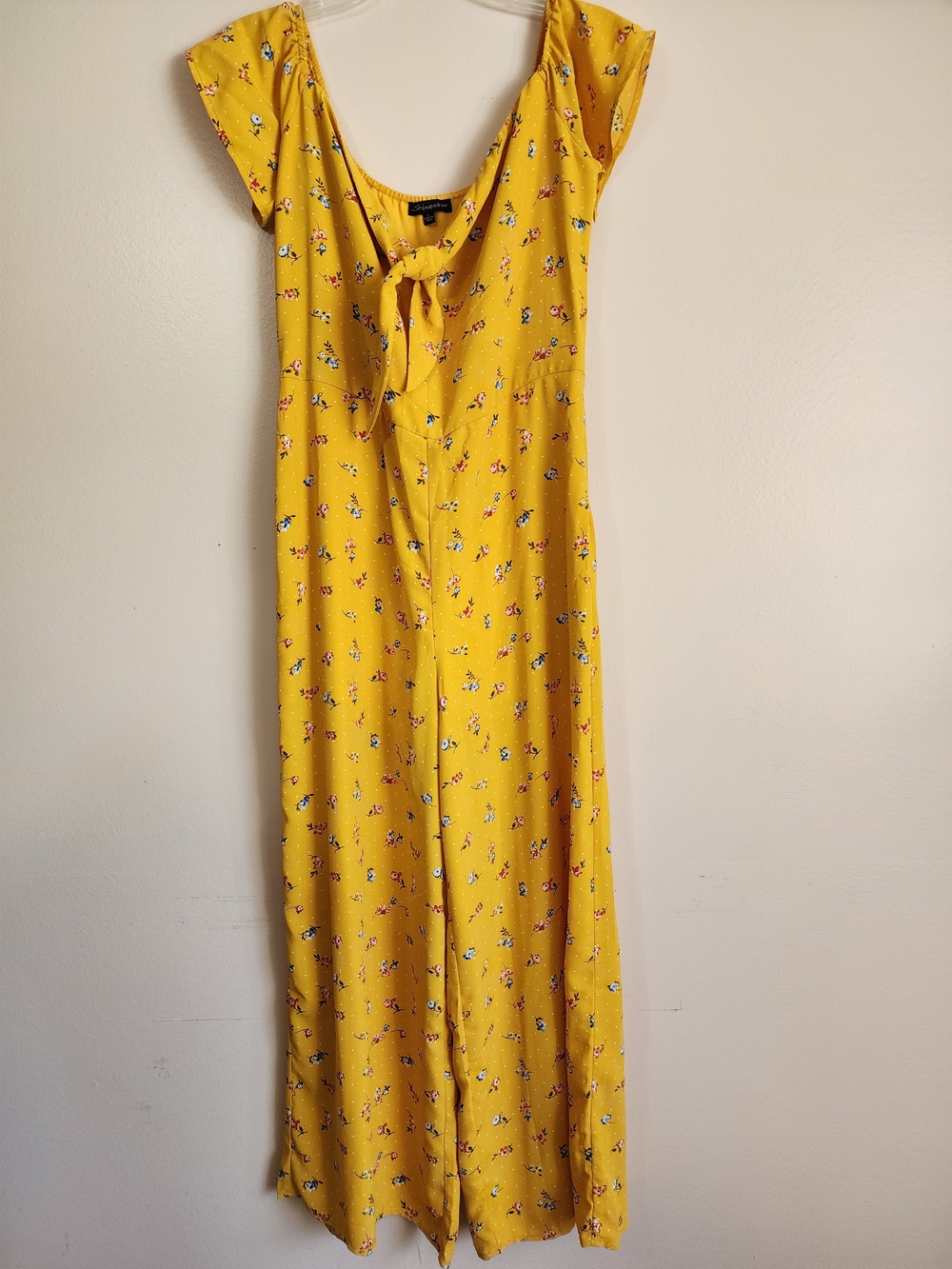 Yellow Floral Tie-Front Maxi Jumpsuit